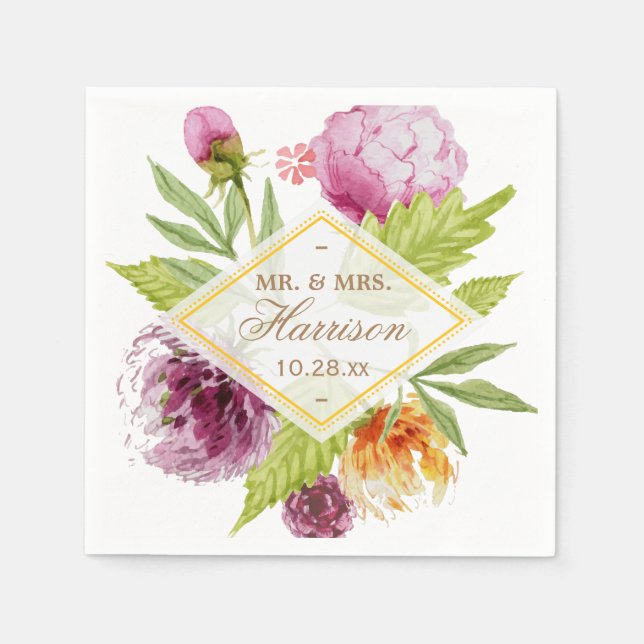 Schöner Blumenblossom Herr und Frau Wedding Serviette (Vorderseite)