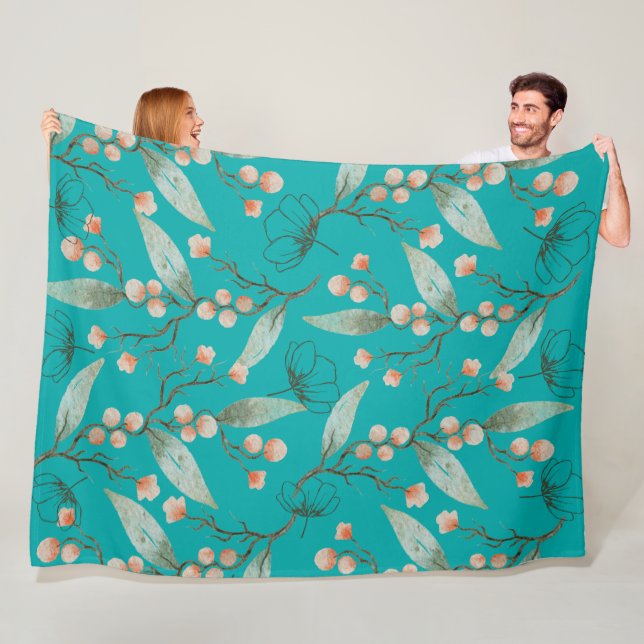 Schöner Blumengarten für Wasserfarbenfreunde Fleecedecke (Beispiel)