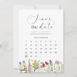 Schöner Blumenkalender für die Hochzeit der Wildbl Save The Date