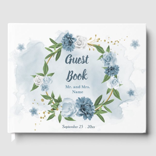 schöner Blumenkranz in den Blume Gästebuch (Vorderseite)