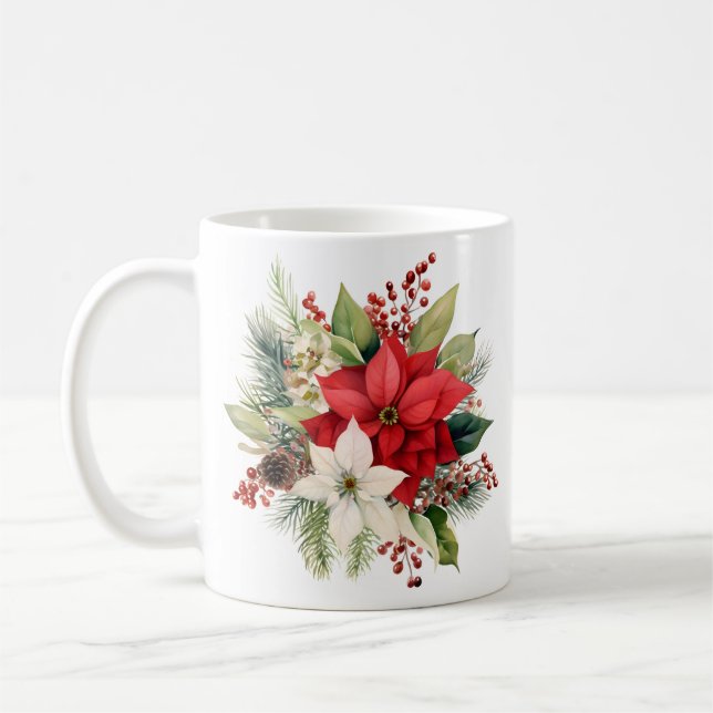 Schöner Blumenstrauß Weihnachten Tasse (Links)