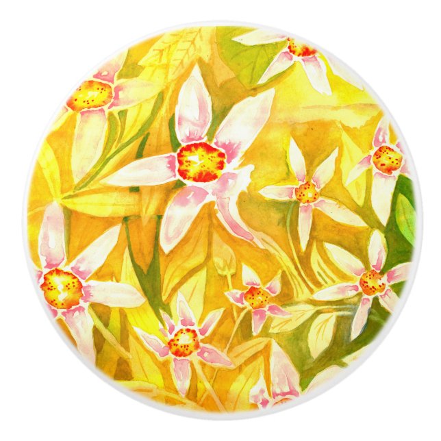 Schöner BlumenWasserfarbe-Keramik-Tür-Griff Keramikknauf (Vorderseite)