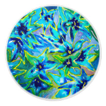 Schöner BlumenWasserfarbe-Keramik-Tür-Griff