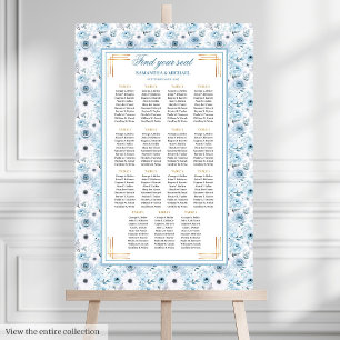 Schöner Boheme-Pastell-Blau-Gold-Sitzplan Poster