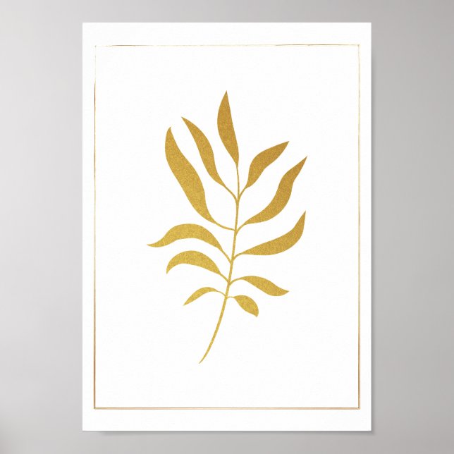 Schöner botanischer Goldener Baum verlassen Poster (Vorne)