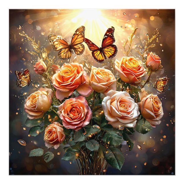 Schöner Bouquet mit Rose Fotodruck (Vorne)