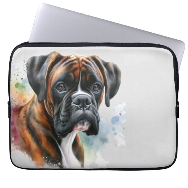 Schöner Boxer Hund in Wasserfarbe Laptopschutzhülle (Vorderseite)
