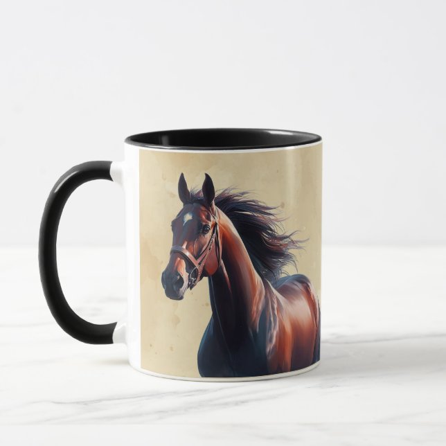 Schöner Brown Horse Individuelle Name Tasse (Links)