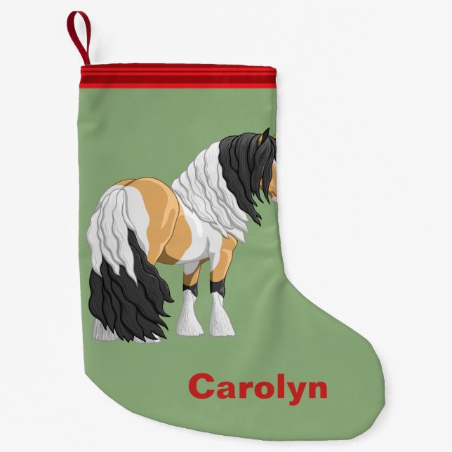 Schöner Buckskin Pinto Sinti und Roma Vanner Entwu Kleiner Weihnachtsstrumpf (Vorderseite)