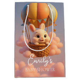 Schöner Bunny Hot Air Ballon mit rosa Wolken Mittlere Geschenktüte
