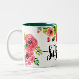 Schöner bunter Watercolor-Blumenschwester-Tasse Zweifarbige Tasse