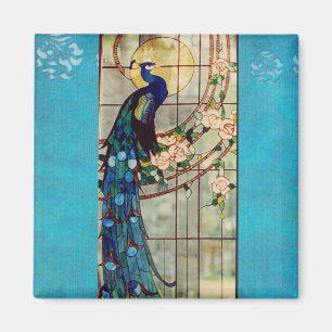 Schöner Buntglas-Pfau Magnet