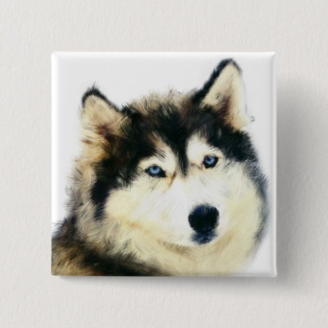 Schöner Button Button - Siberischer Husky (Vorderseite)