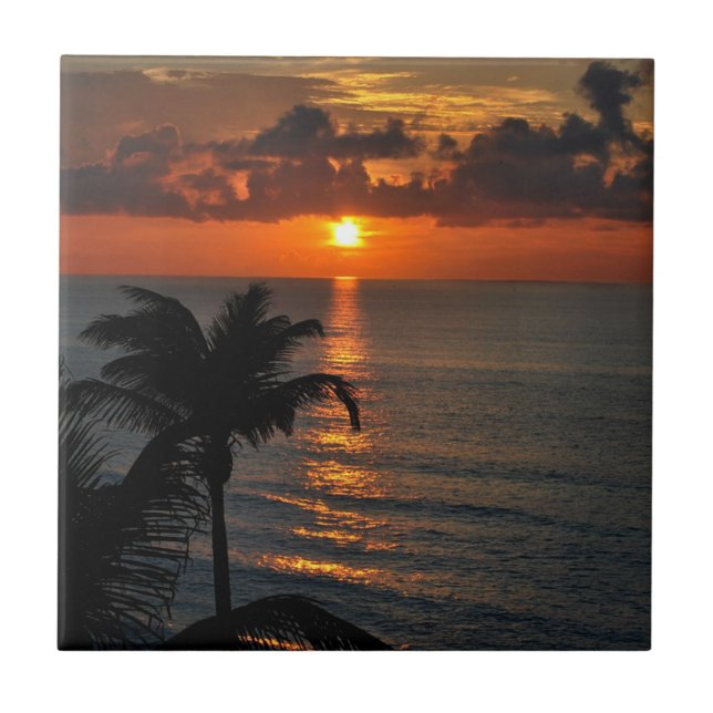 Schöner Cancun-Sonnenuntergang Fliese (Vorderseite)
