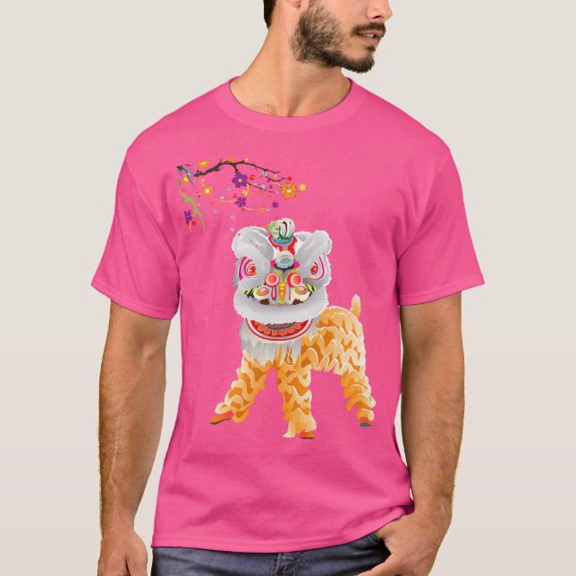 Schöner chinesischer Löwentanz T-Shirt (Vorderseite)