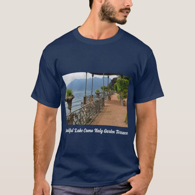 Schöner Comer See Italien Garten Terrasse T-Shirt (Vorderseite)