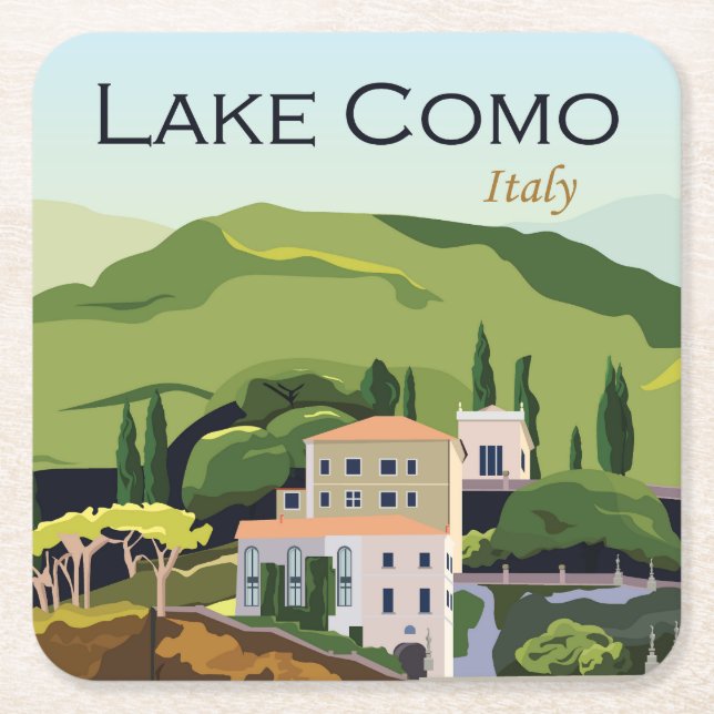 Schöner Comer See Italien Rechteckiger Pappuntersetzer (Vorderseite)