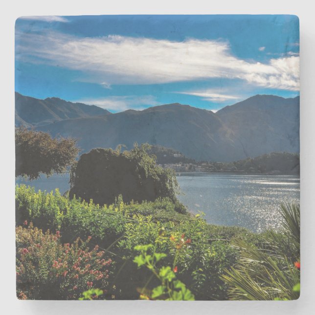 Schöner Comer See Italien Steinuntersetzer (Vorderseite)