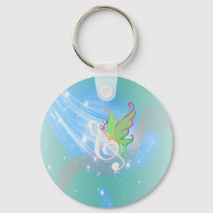 Schöner, cooler Schmetterling aus weißer Musiknote Schlüsselanhänger