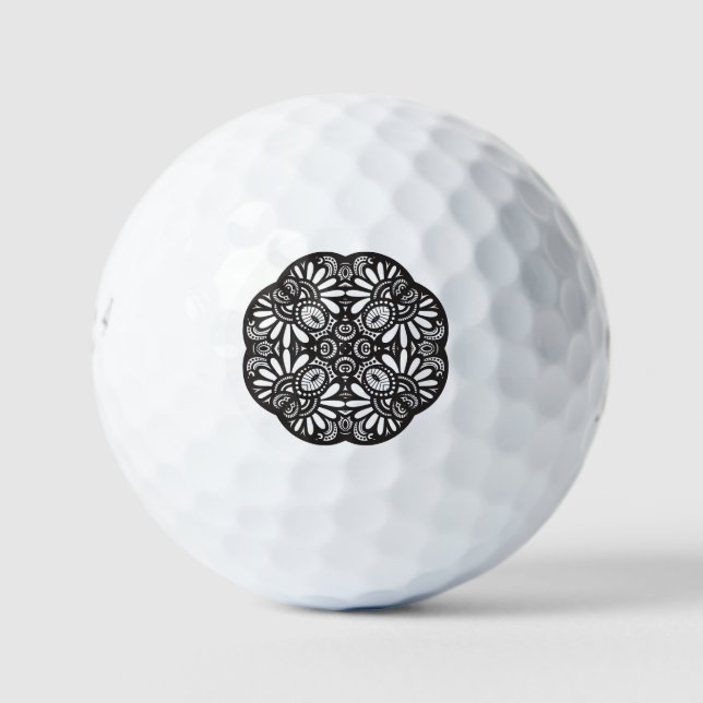 Schöner Deko Black Square Doodle Golfball (Vorderseite)