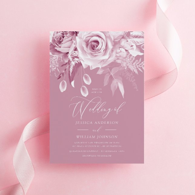 Schöner Designer Dusty Pink Rose Wedding Einladung (Von Creator hochgeladen)