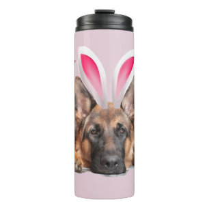 Schöner deutscher Schäferhund Bunny Ears Happy Oas Thermosbecher