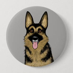 Schöner Deutscher Schäferhund Cartoon Haustier Kun Button