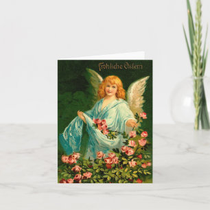 Schöner deutscher Vintager Ostern-Engel Feiertagskarte