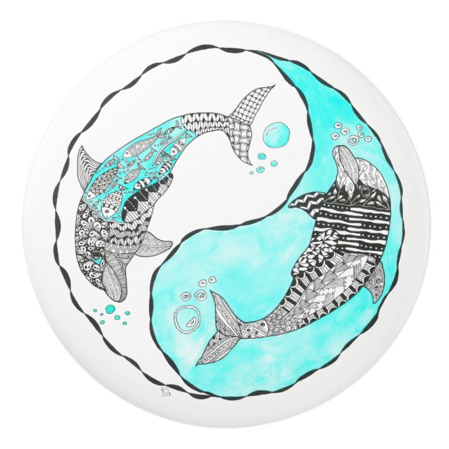 Schöner Dolphin Door Knob - Keramik Keramikknauf (Vorderseite)