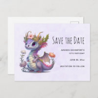 Schöner Drache mit eleganter Krone Save the Date