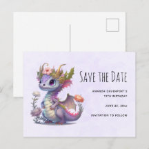 Schöner Drache mit eleganter Krone Save the Date
