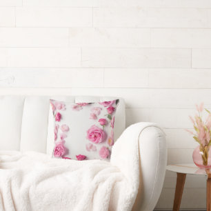 schöner Druck mit zarten rosa Blume Rose Kissen