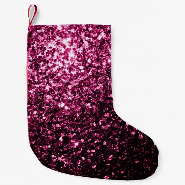 Schöner dunkelrosa Glitzer Glitzern Kleiner Weihnachtsstrumpf (Vorderseite)