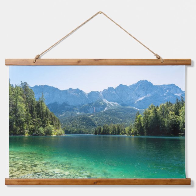 Schöner Eibsee Bayerische Alpen Deutschland Wandteppich Mit Holzrahmen (Vorne)