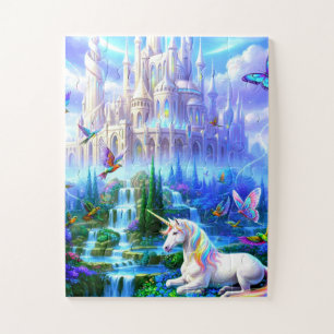 Schöner Einhorn auf Schlossrasen Puzzle