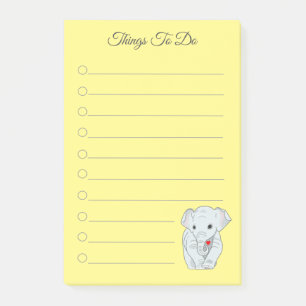 Schöner Elefant, der ein Herz hält, was zu tun Po Post-it Klebezettel