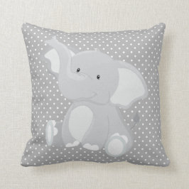 Schöner Elefant Grau und Weiß Polka Dot Kissen