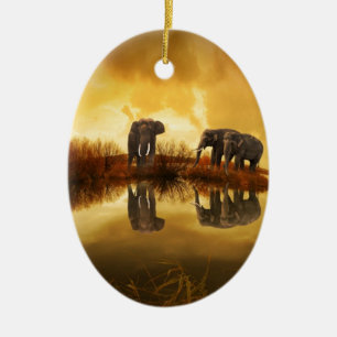schöner Elefant Thailand-Sonnenuntergang Keramikornament