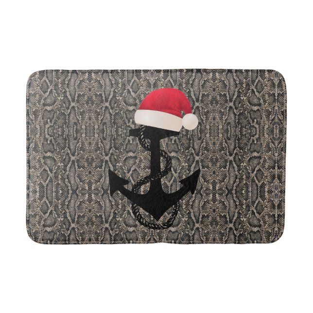 schöner, eleganter ANCHOR mit WEIHNACHTSMANNMÜTZE  Badematte (Vorderseite)