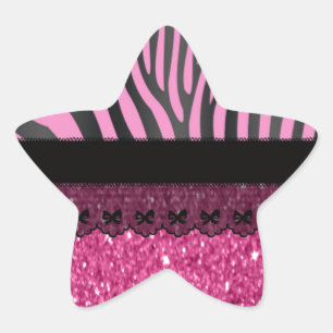 Schöner, eleganter, mädchenhafter Zebralace-Glitze Stern-Aufkleber