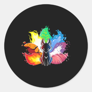 Schöner Elementarkitsunenfox japan spirit 33 Runder Aufkleber