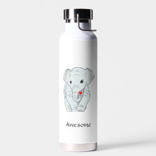 Schöner Elephant auf weißer Wasserflasche Trinkflasche