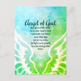 Schöner Engel Gottes Gebet Bright Green Blue Postkarte