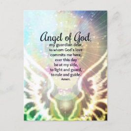 Schöner Engel Gottes Gebet Wings Green Blue Postkarte