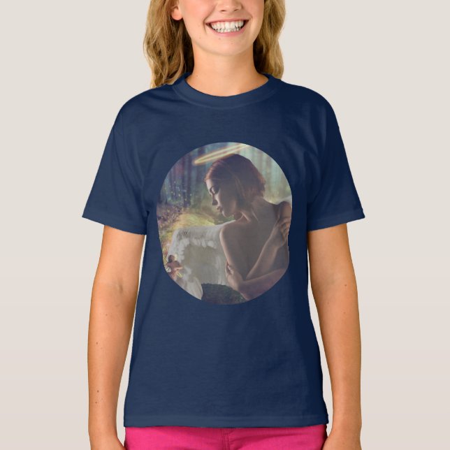 Schöner Engel mit Faiasy Fantasy Art T-Shirt (Vorderseite)