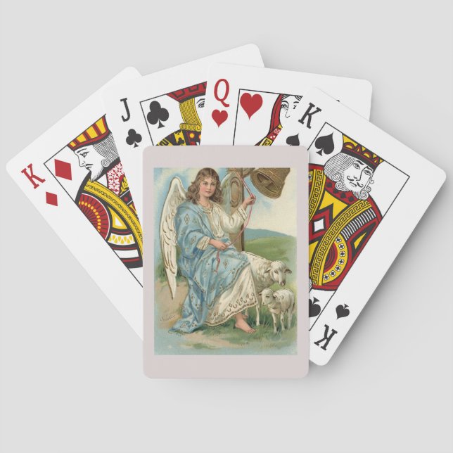 Schöner Engel und goldene Glocke Spielkarten (Rückseite)