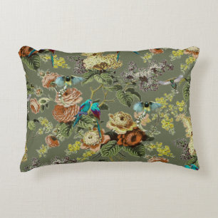 Schöner exotischer Vogel, Sumpf Grüner Hintergrund Dekokissen