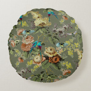 Schöner exotischer Vogel, Sumpf Grüner Hintergrund Rundes Kissen