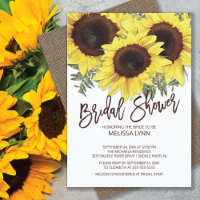 Schöner Fall Sonnenblumen Brautparty laden ein