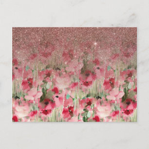 Schöner falscher Roségold-Glitter auf Wasserfarben Postkarte